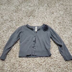 Cherokee Gray Kids Cardigan with Floral Accent